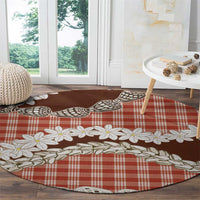 Red Hawaii Tiare and Shell Lei Round Carpet Hawaiian Palaka Luxury Vibes - Polynesian Pride