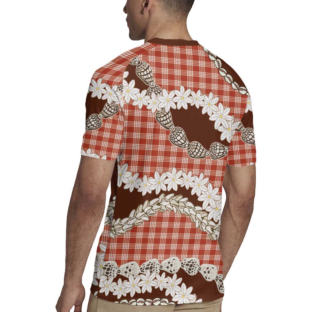 Red Hawaii Tiare and Shell Lei Rugby Jersey Hawaiian Palaka Luxury Vibes - Polynesian Pride