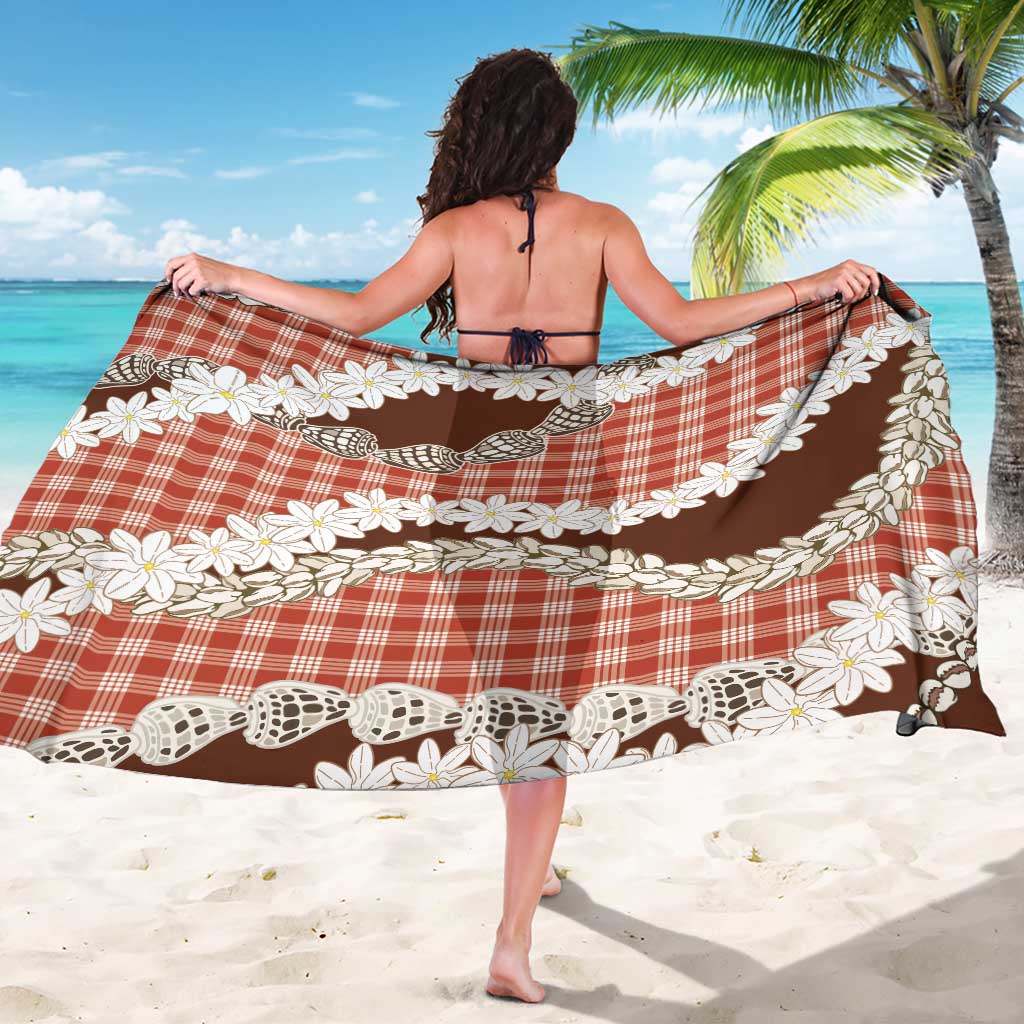 Red Hawaii Tiare and Shell Lei Sarong Hawaiian Palaka Luxury Vibes LT14 - Polynesian Pride