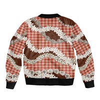 Red Hawaii Tiare and Shell Lei Sleeve Zip Bomber Jacket Hawaiian Palaka Luxury Vibes LT14 - Polynesian Pride