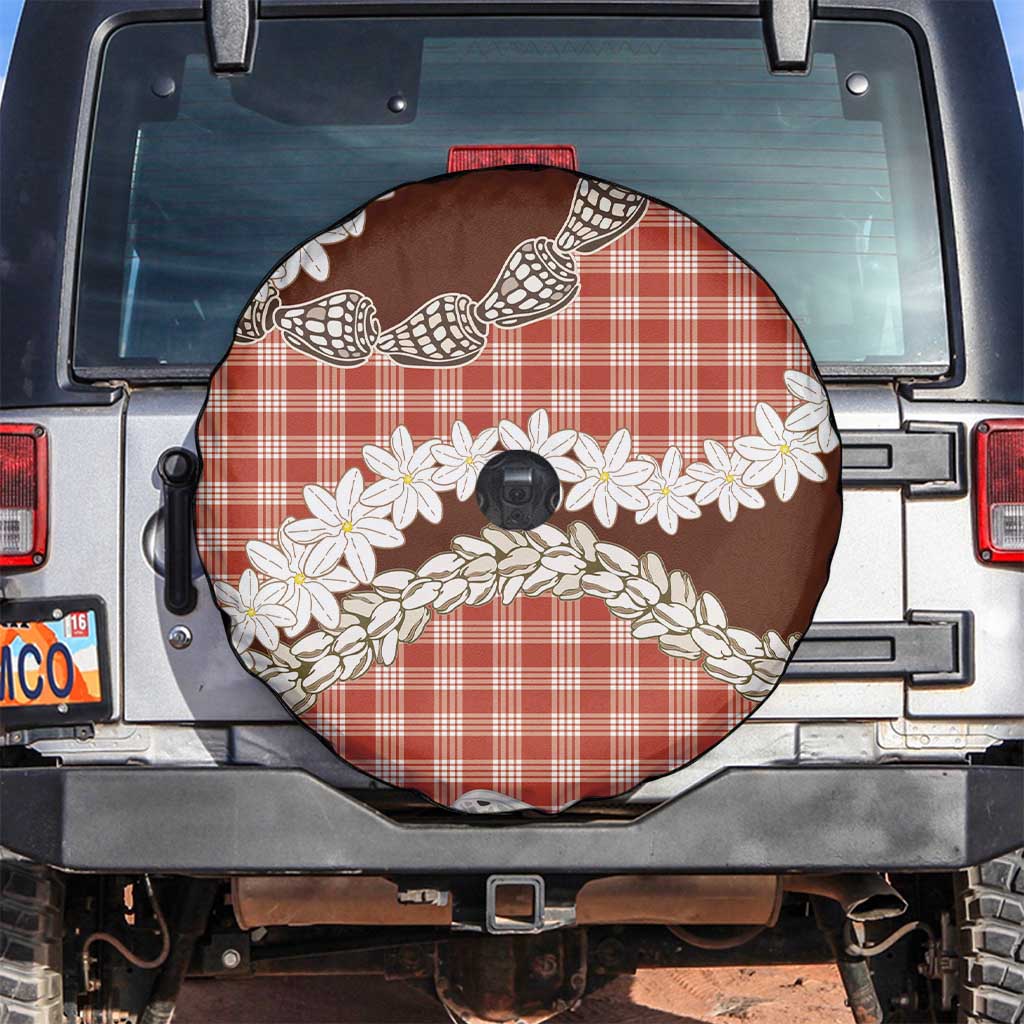 Red Hawaii Tiare and Shell Lei Spare Tire Cover Hawaiian Palaka Luxury Vibes - Polynesian Pride
