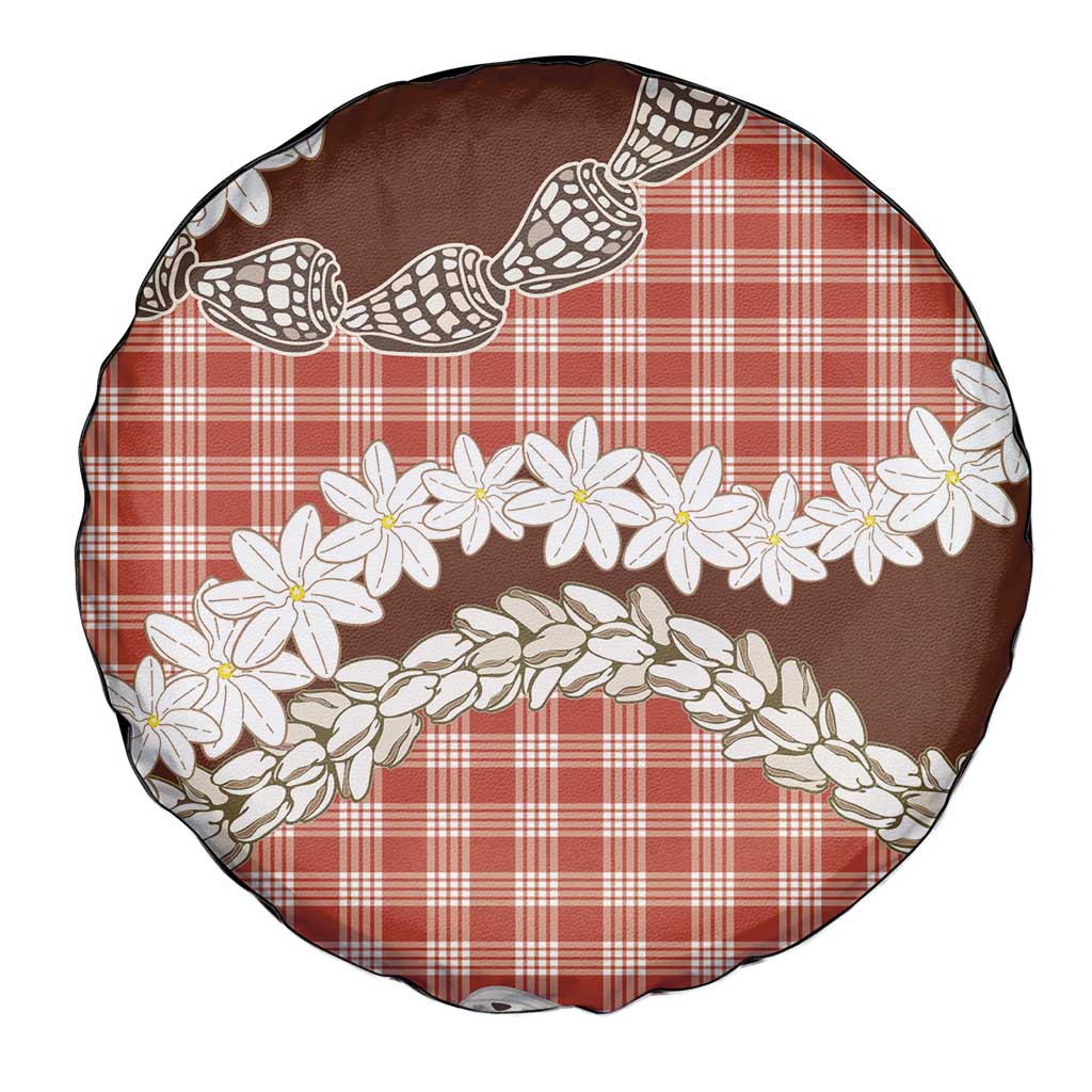 Red Hawaii Tiare and Shell Lei Spare Tire Cover Hawaiian Palaka Luxury Vibes - Polynesian Pride