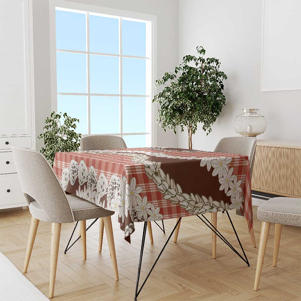 Red Hawaii Tiare and Shell Lei Tablecloth Hawaiian Palaka Luxury Vibes - Polynesian Pride