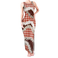 Red Hawaii Tiare and Shell Lei Tank Maxi Dress Hawaiian Palaka Luxury Vibes LT14 Women Red - Polynesian Pride