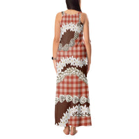 Red Hawaii Tiare and Shell Lei Tank Maxi Dress Hawaiian Palaka Luxury Vibes LT14 - Polynesian Pride