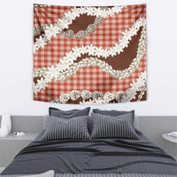 Red Hawaii Tiare and Shell Lei Tapestry Hawaiian Palaka Luxury Vibes - Polynesian Pride