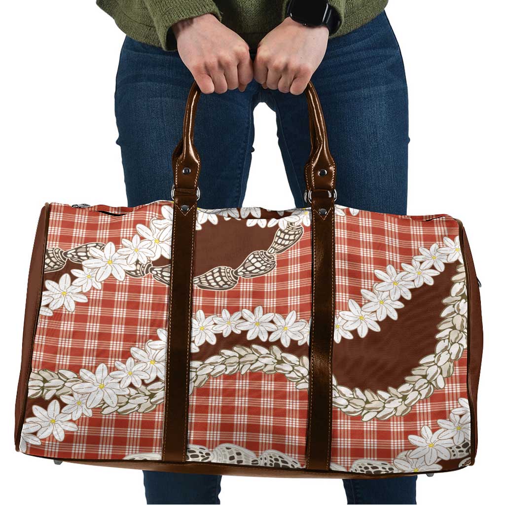 Red Hawaii Tiare and Shell Lei Travel Bag Hawaiian Palaka Luxury Vibes - Polynesian Pride
