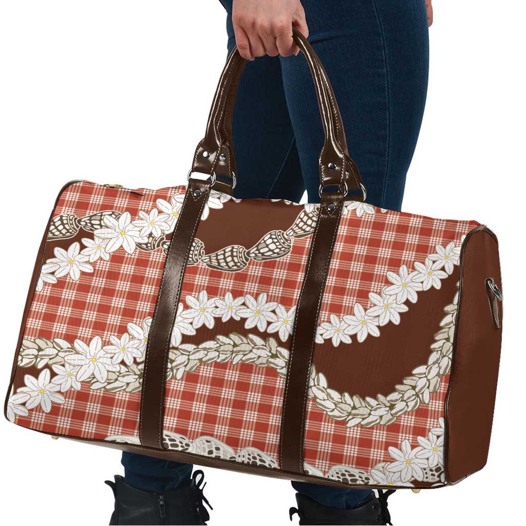 Red Hawaii Tiare and Shell Lei Travel Bag Hawaiian Palaka Luxury Vibes - Polynesian Pride