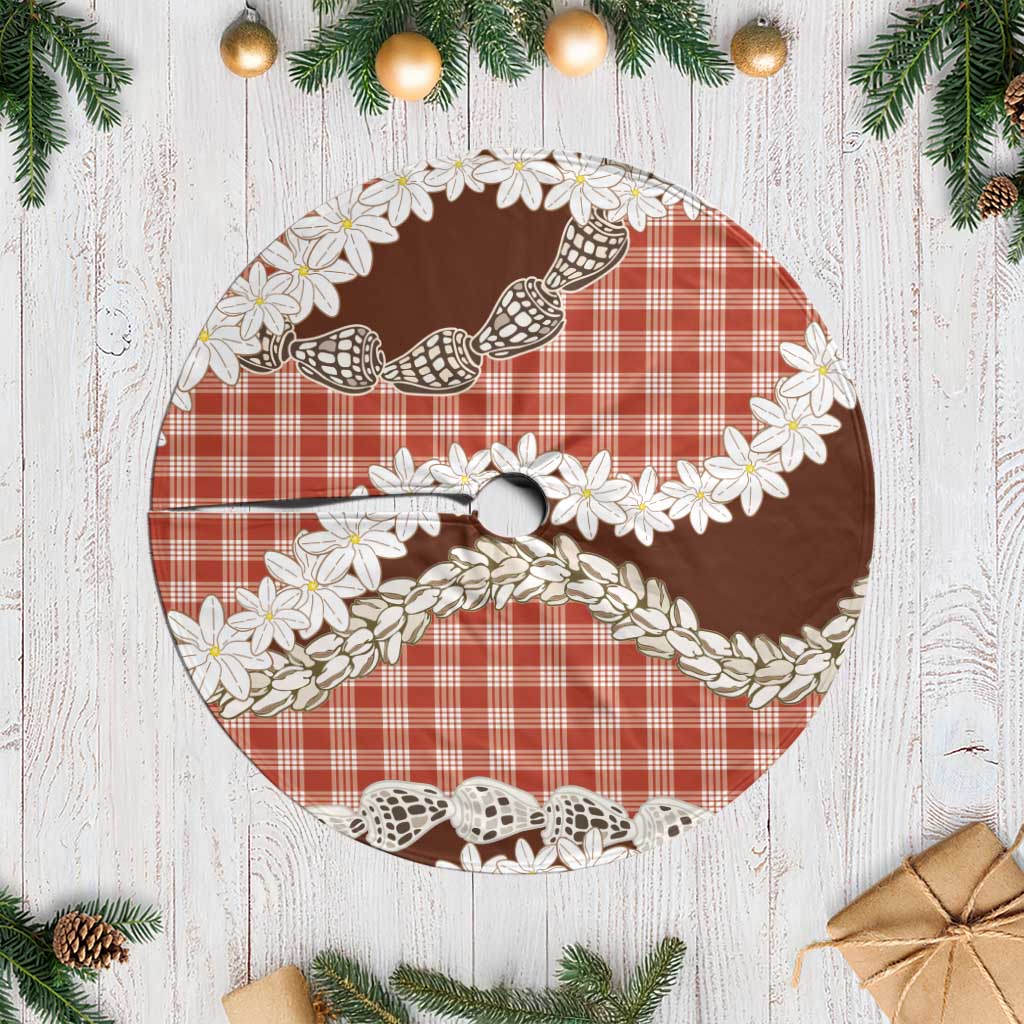 Red Hawaii Tiare and Shell Lei Tree Skirt Hawaiian Palaka Luxury Vibes - Polynesian Pride
