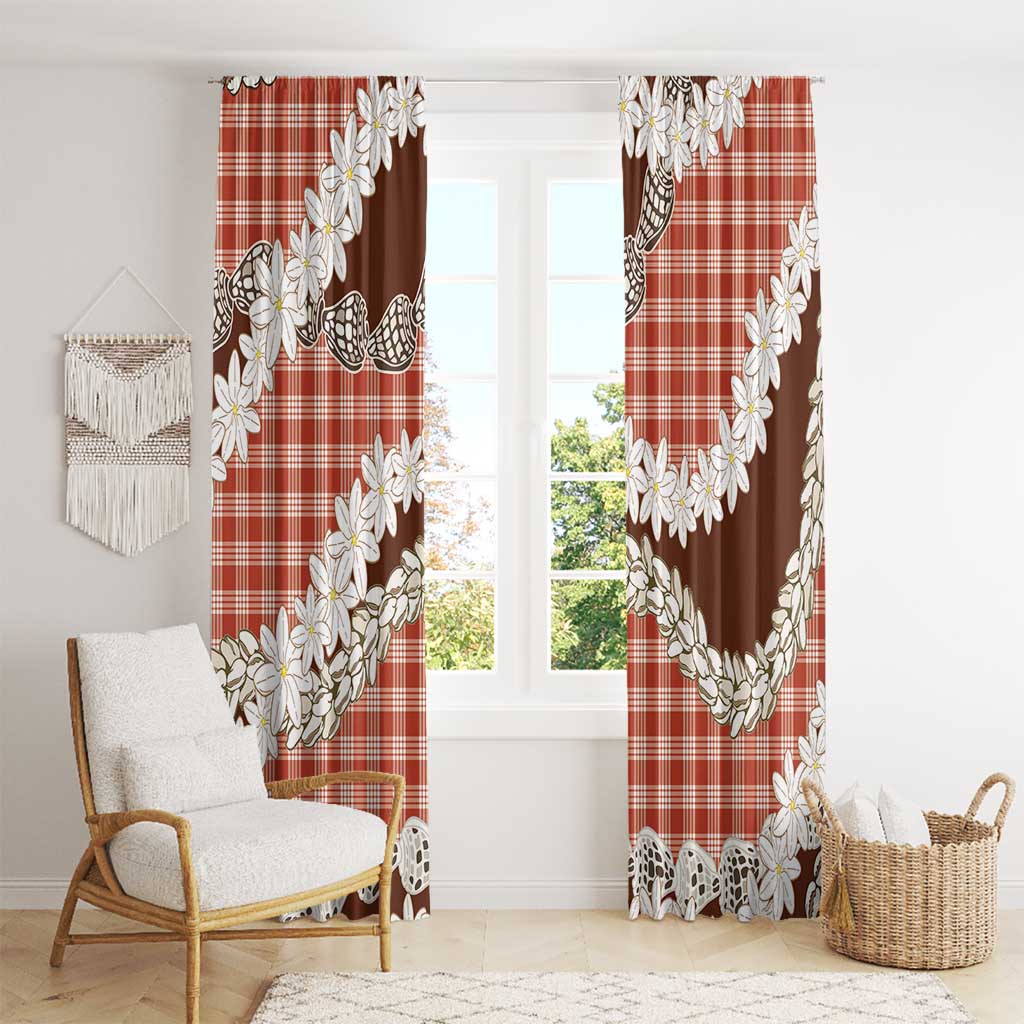 Red Hawaii Tiare and Shell Lei Window Curtain Hawaiian Palaka Luxury Vibes - Polynesian Pride