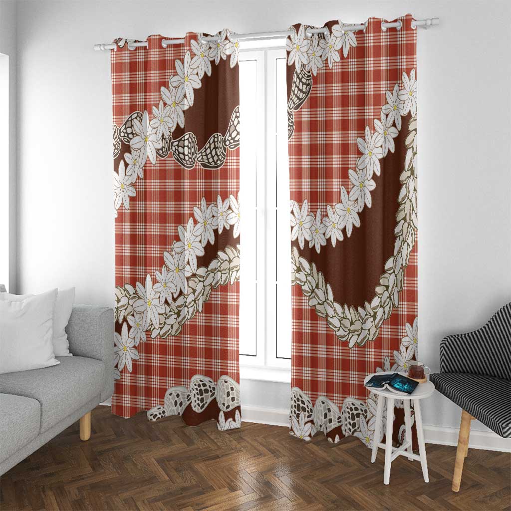 Red Hawaii Tiare and Shell Lei Window Curtain Hawaiian Palaka Luxury Vibes - Polynesian Pride