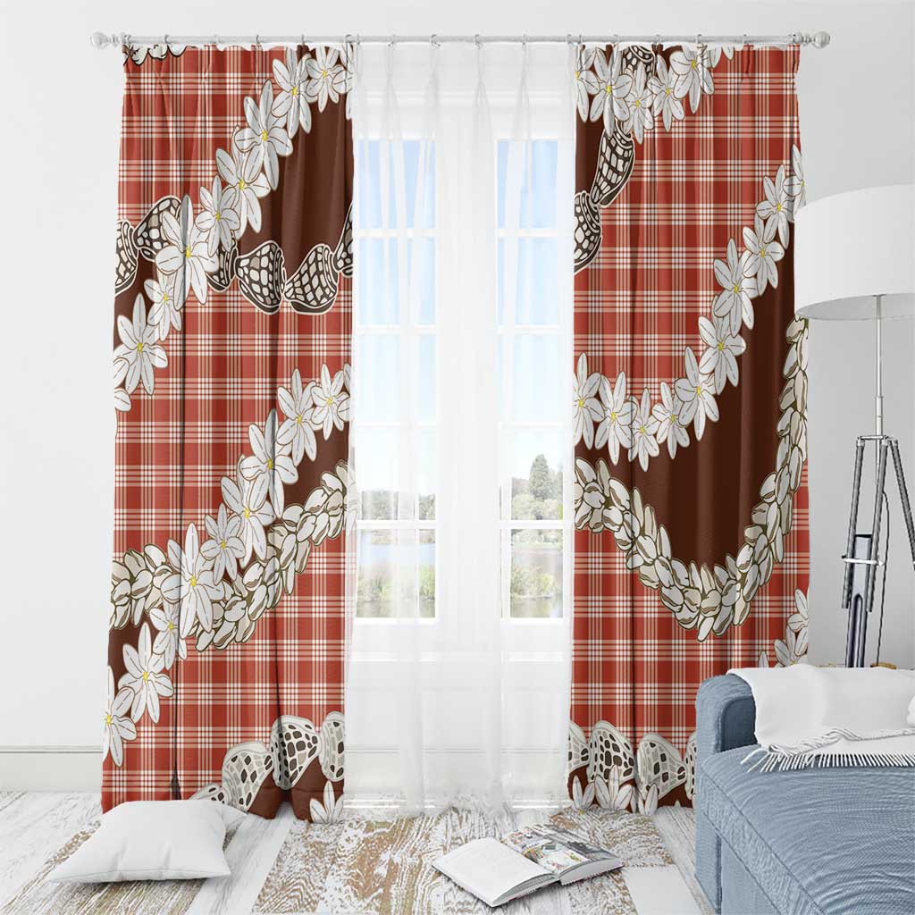 Red Hawaii Tiare and Shell Lei Window Curtain Hawaiian Palaka Luxury Vibes - Polynesian Pride