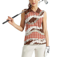 Red Hawaii Tiare and Shell Lei Women Sleeveless Polo Shirt Hawaiian Palaka Luxury Vibes - Polynesian Pride