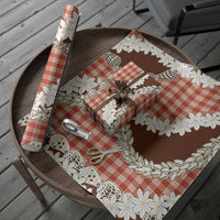 Red Hawaii Tiare and Shell Lei Wrapping Paper Hawaiian Palaka Luxury Vibes - Polynesian Pride