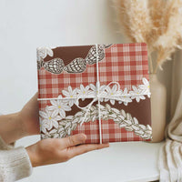 Red Hawaii Tiare and Shell Lei Wrapping Paper Hawaiian Palaka Luxury Vibes - Polynesian Pride