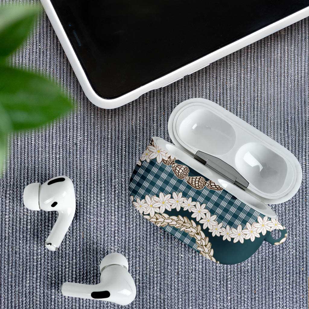 Dark Cyan Hawaii Tiare and Shell Lei AirPods Case Hawaiian Palaka Luxury Vibes - Polynesian Pride
