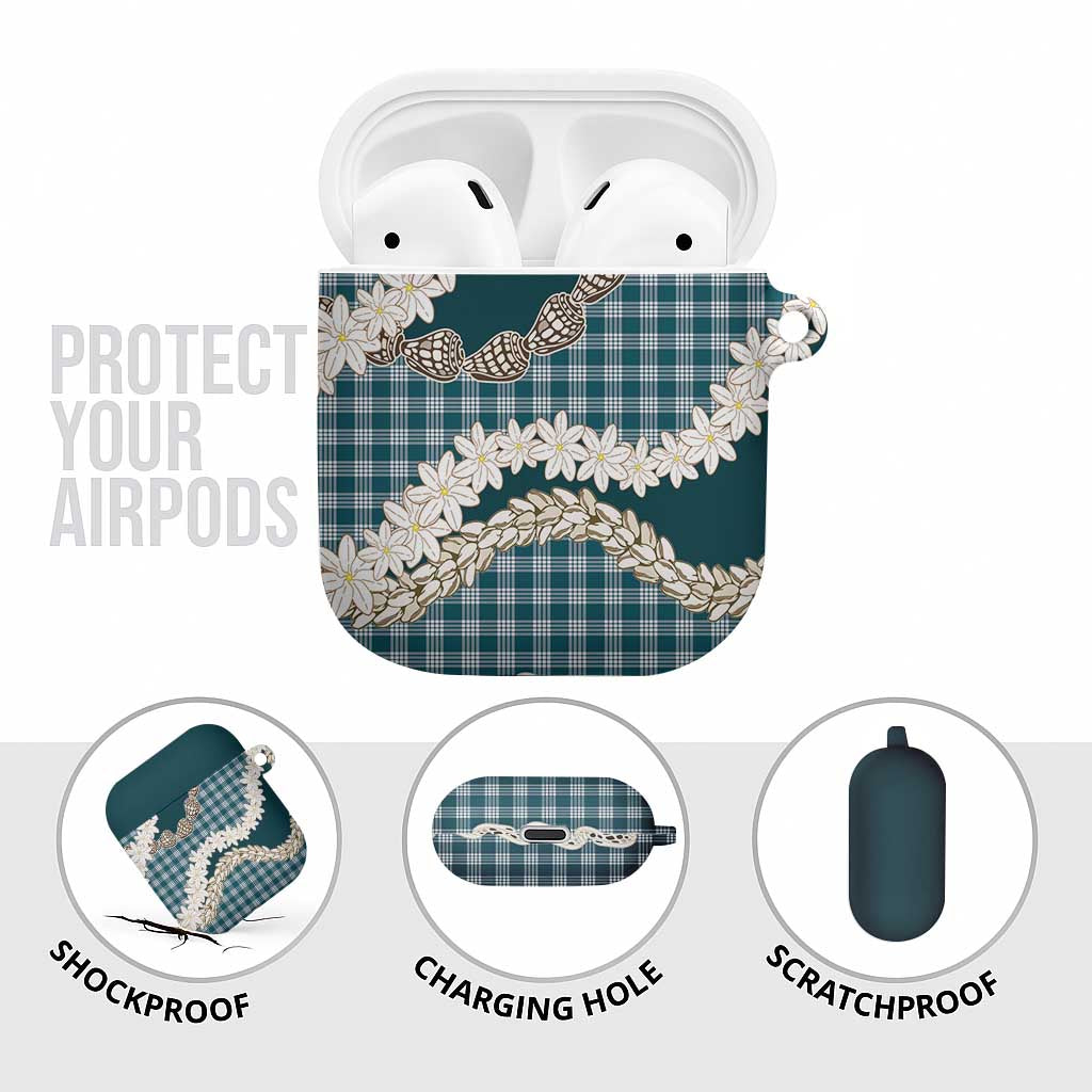 Dark Cyan Hawaii Tiare and Shell Lei AirPods Case Hawaiian Palaka Luxury Vibes - Polynesian Pride