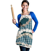 Dark Cyan Hawaii Tiare and Shell Lei Apron Hawaiian Palaka Luxury Vibes - Polynesian Pride