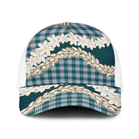 Dark Cyan Hawaii Tiare and Shell Lei Baseball Net Cap Hawaiian Palaka Luxury Vibes - Polynesian Pride