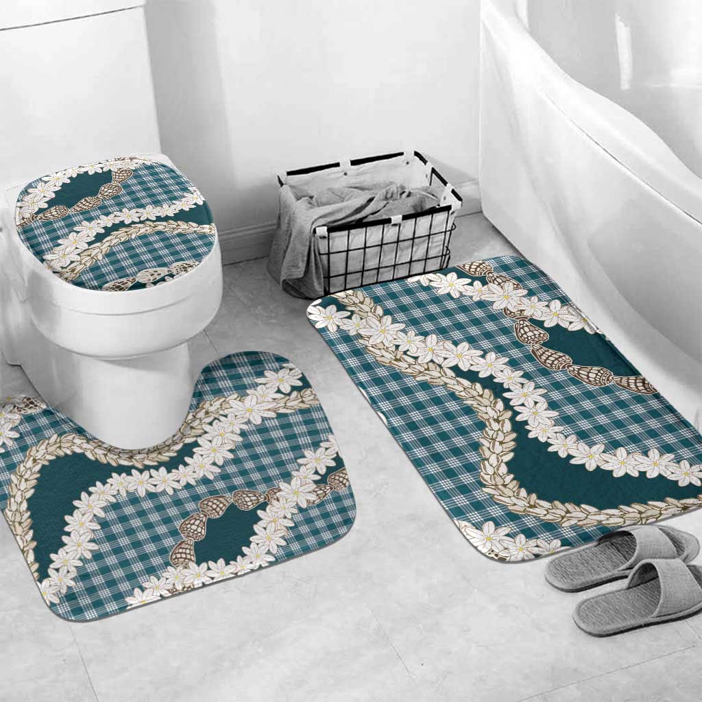 Dark Cyan Hawaii Tiare and Shell Lei Bathroom Set Hawaiian Palaka Luxury Vibes - Polynesian Pride
