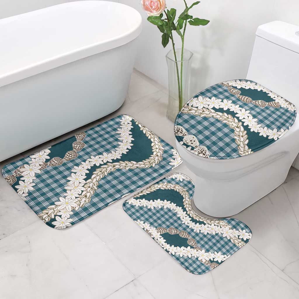 Dark Cyan Hawaii Tiare and Shell Lei Bathroom Set Hawaiian Palaka Luxury Vibes - Polynesian Pride