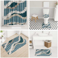 Dark Cyan Hawaii Tiare and Shell Lei Bathroom Set Hawaiian Palaka Luxury Vibes - Polynesian Pride