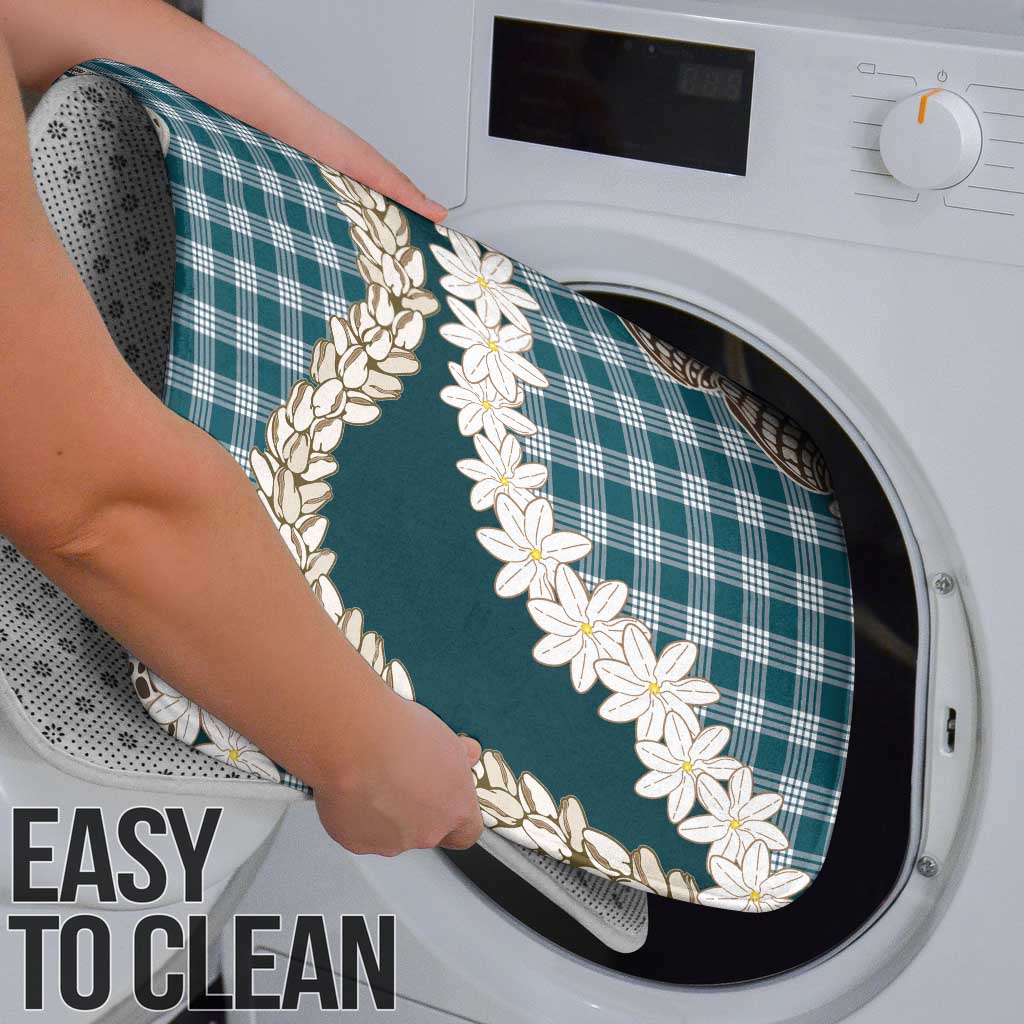 Dark Cyan Hawaii Tiare and Shell Lei Bathroom Set Hawaiian Palaka Luxury Vibes - Polynesian Pride