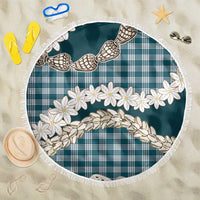 Dark Cyan Hawaii Tiare and Shell Lei Beach Blanket Hawaiian Palaka Luxury Vibes LT14 One Size 150cm Dark Cyan - Polynesian Pride