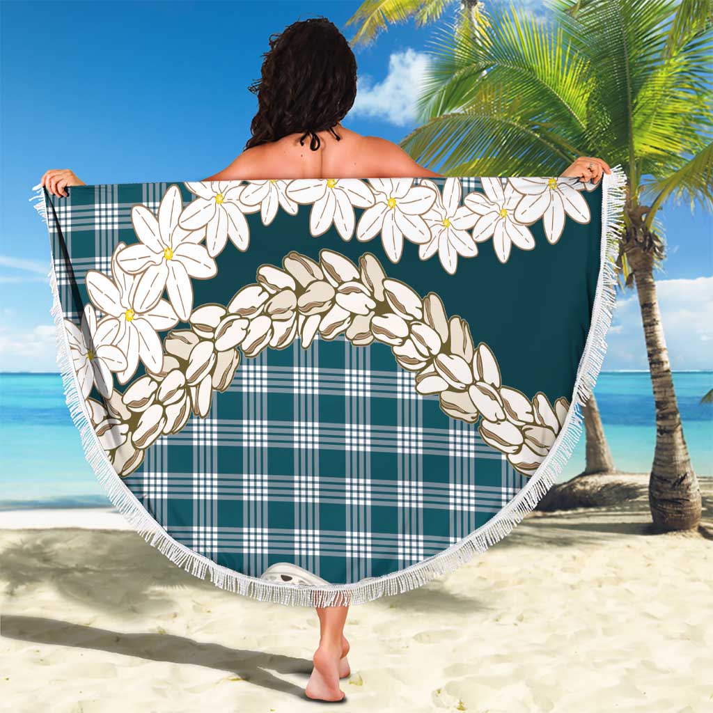Dark Cyan Hawaii Tiare and Shell Lei Beach Blanket Hawaiian Palaka Luxury Vibes LT14 - Polynesian Pride