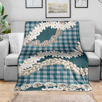 Dark Cyan Hawaii Tiare and Shell Lei Blanket Hawaiian Palaka Luxury Vibes - Polynesian Pride
