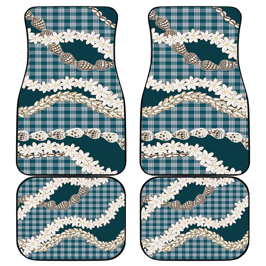 Dark Cyan Hawaii Tiare and Shell Lei Car Mats Hawaiian Palaka Luxury Vibes LT14 - Polynesian Pride