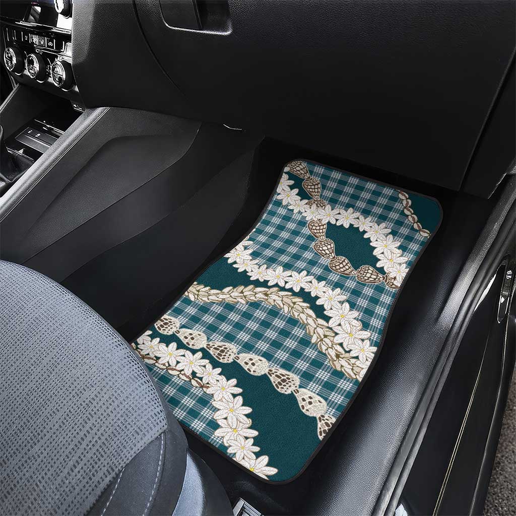 Dark Cyan Hawaii Tiare and Shell Lei Car Mats Hawaiian Palaka Luxury Vibes LT14 - Polynesian Pride