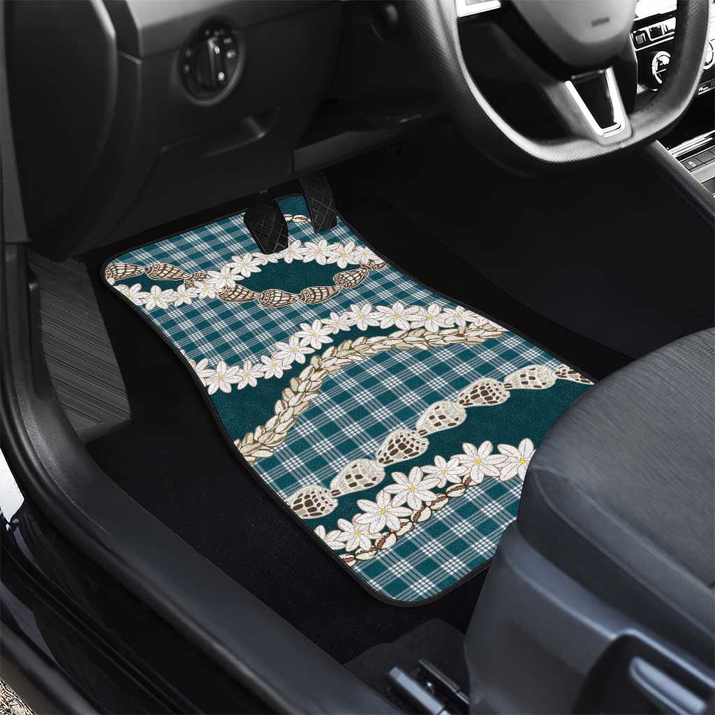 Dark Cyan Hawaii Tiare and Shell Lei Car Mats Hawaiian Palaka Luxury Vibes LT14 - Polynesian Pride