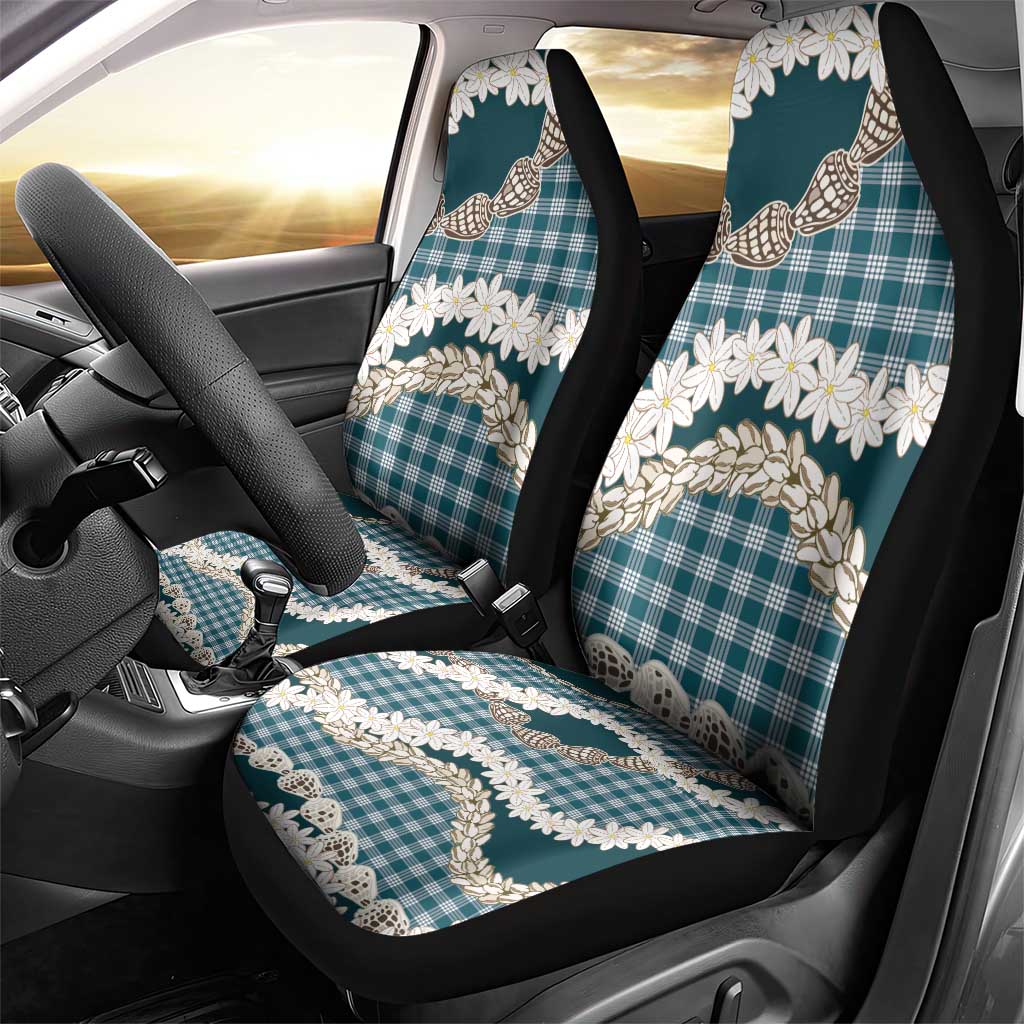 Dark Cyan Hawaii Tiare and Shell Lei Car Seat Cover Hawaiian Palaka Luxury Vibes - Polynesian Pride