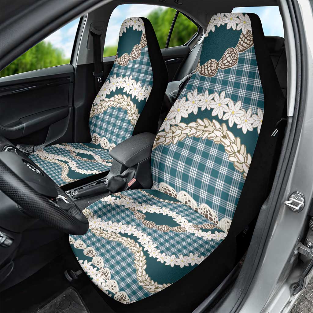 Dark Cyan Hawaii Tiare and Shell Lei Car Seat Cover Hawaiian Palaka Luxury Vibes - Polynesian Pride