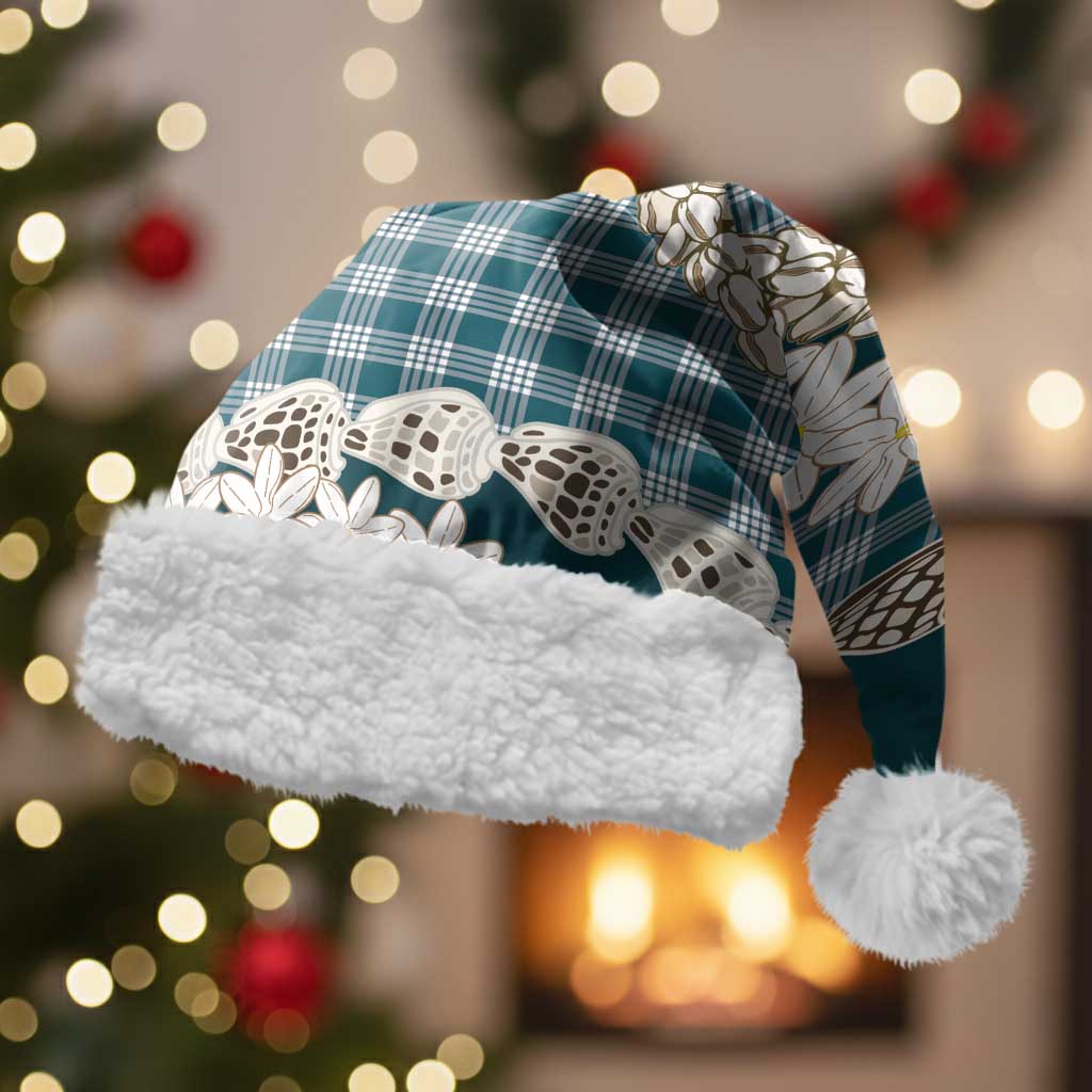 Dark Cyan Hawaii Tiare and Shell Lei Christmas Santa Hat Hawaiian Palaka Luxury Vibes - Polynesian Pride