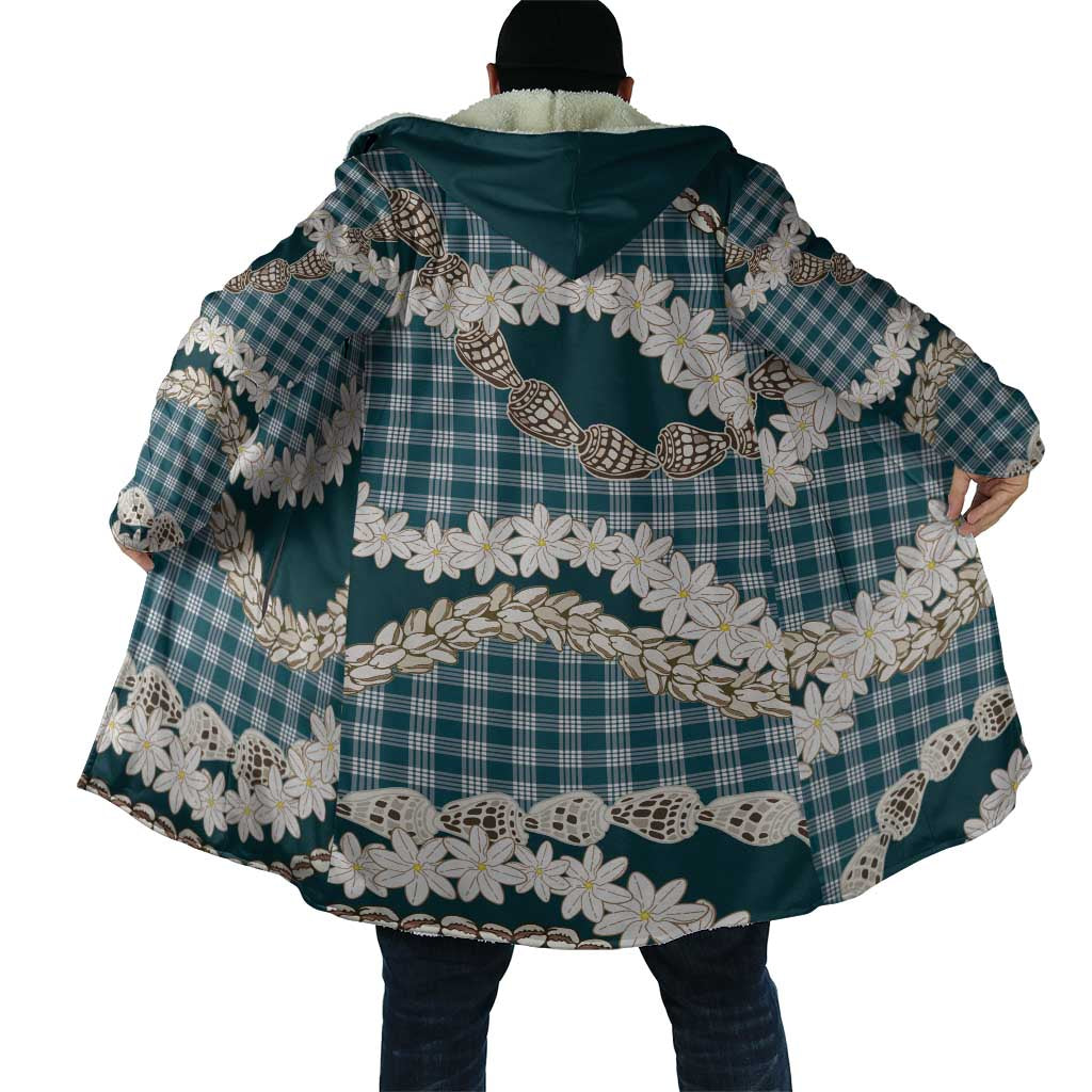 Dark Cyan Hawaii Tiare and Shell Lei Cloak Hawaiian Palaka Luxury Vibes - Polynesian Pride