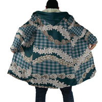 Dark Cyan Hawaii Tiare and Shell Lei Cloak Hawaiian Palaka Luxury Vibes - Polynesian Pride