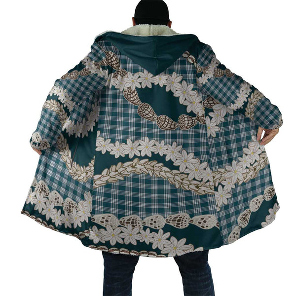 Dark Cyan Hawaii Tiare and Shell Lei Cloak Hawaiian Palaka Luxury Vibes ...