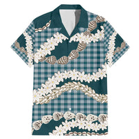 Dark Cyan Hawaii Tiare and Shell Lei Family Matching Mermaid Dress and Hawaiian Shirt Hawaiian Palaka Luxury Vibes - Polynesian Pride