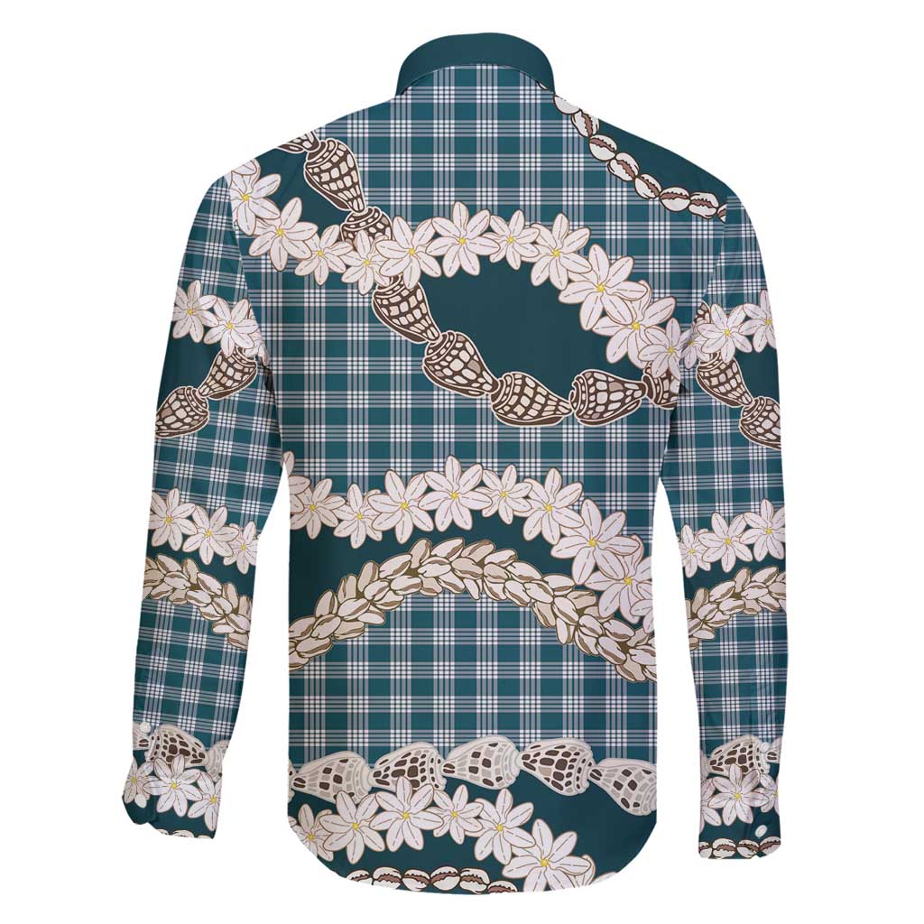 Dark Cyan Hawaii Tiare and Shell Lei Family Matching Summer Maxi Dress and Hawaiian Shirt Hawaiian Palaka Luxury Vibes - Polynesian Pride