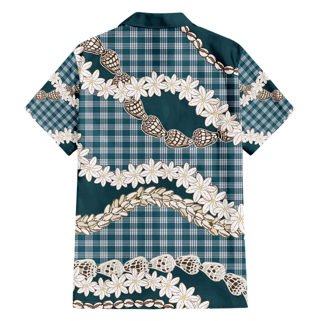 Dark Cyan Hawaii Tiare and Shell Lei Hawaiian Shirt Hawaiian Palaka Luxury Vibes - Polynesian Pride