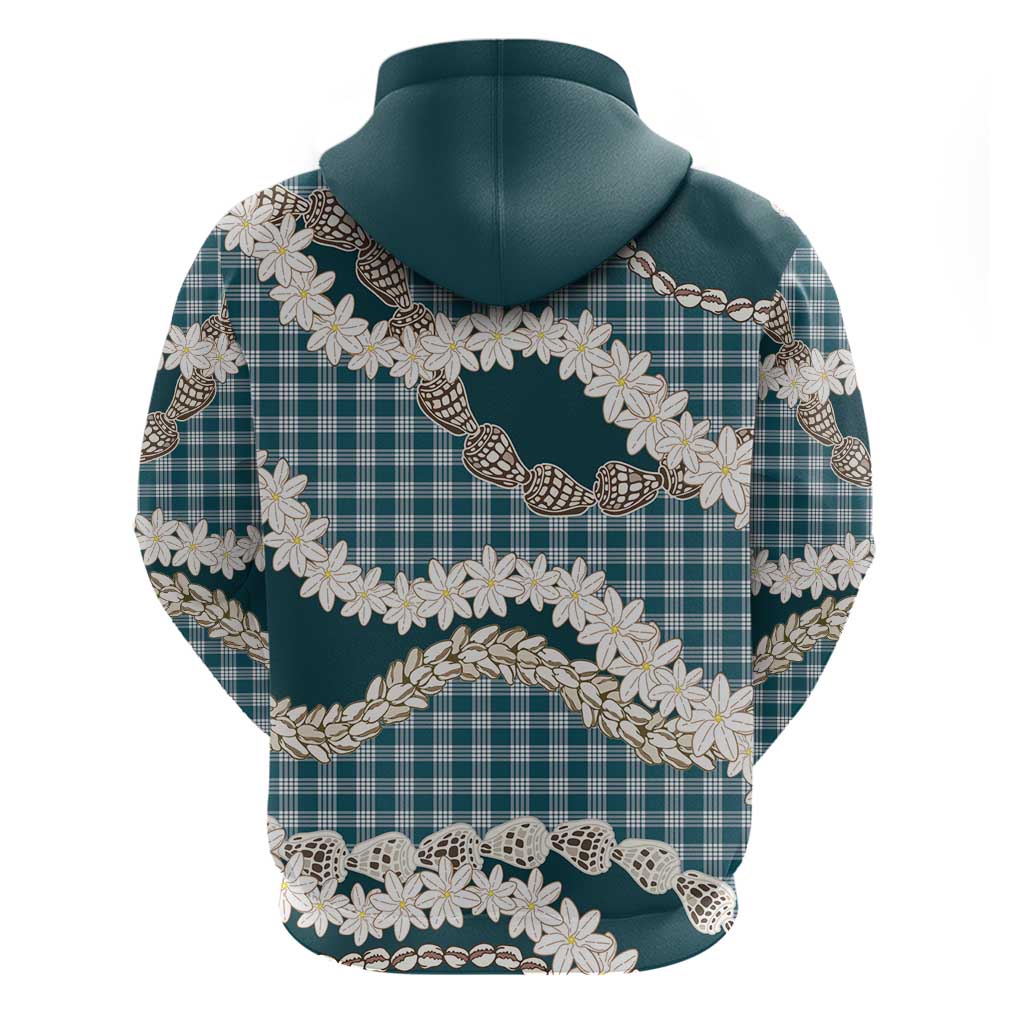Dark Cyan Hawaii Tiare and Shell Lei Hoodie Hawaiian Palaka Luxury Vibes LT14 - Polynesian Pride