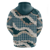 Dark Cyan Hawaii Tiare and Shell Lei Hoodie Hawaiian Palaka Luxury Vibes LT14 - Polynesian Pride