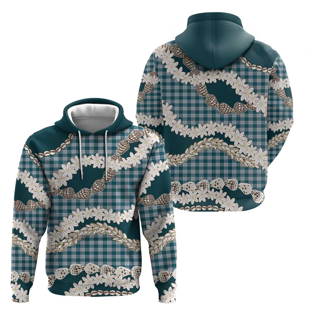 Dark Cyan Hawaii Tiare and Shell Lei Hoodie Hawaiian Palaka Luxury Vibes LT14 - Polynesian Pride