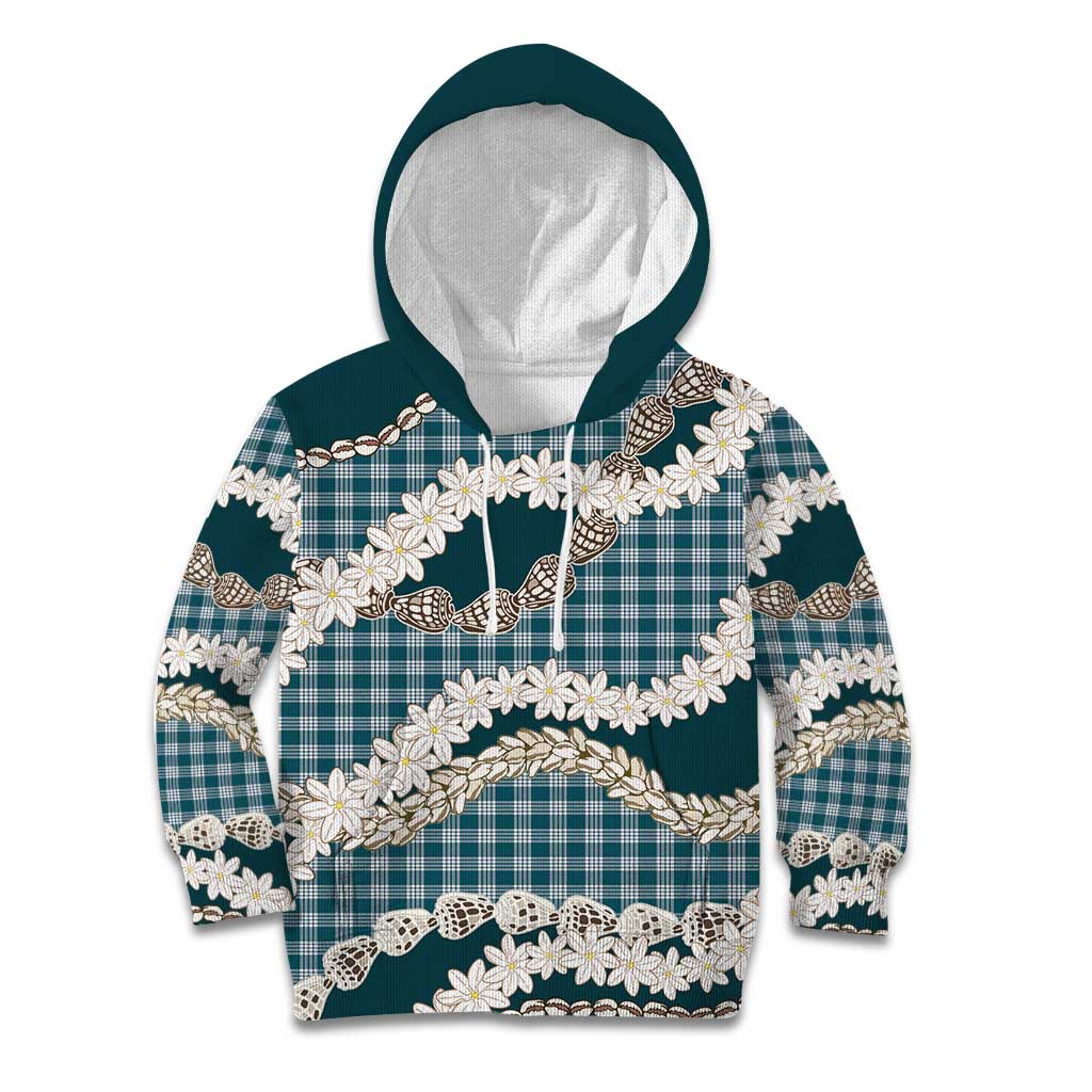 Dark Cyan Hawaii Tiare and Shell Lei Kid Hoodie Hawaiian Palaka Luxury Vibes LT14 Hoodie Dark Cyan - Polynesian Pride