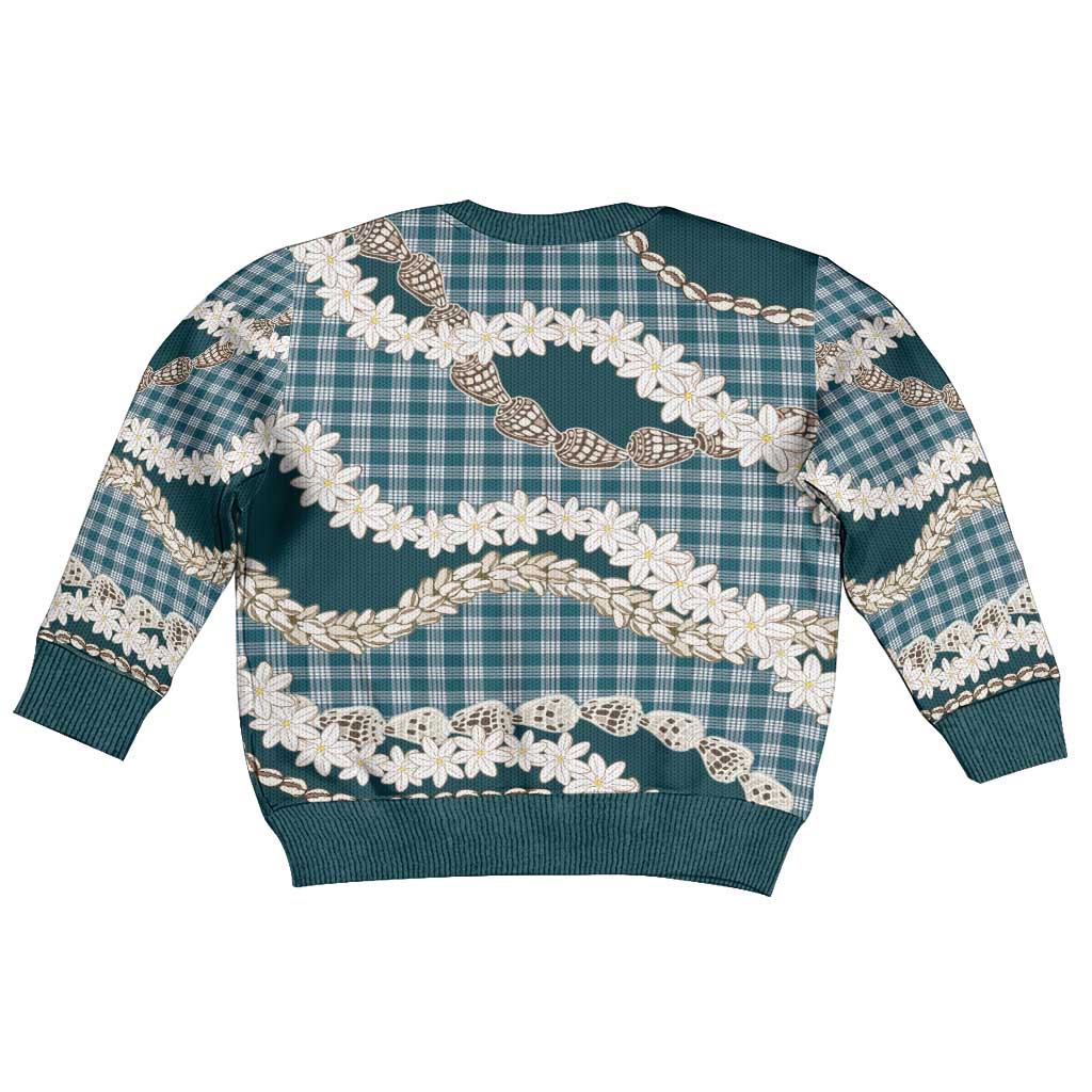 Dark Cyan Hawaii Tiare and Shell Lei Kid Ugly Christmas Sweater Hawaiian Palaka Luxury Vibes - Polynesian Pride