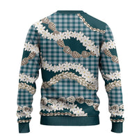 Dark Cyan Hawaii Tiare and Shell Lei Ugly Christmas Sweater Hawaiian Palaka Luxury Vibes - Polynesian Pride