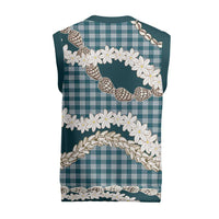 Dark Cyan Hawaii Tiare and Shell Lei Christmas Knitted V-Neck Vest Hawaiian Palaka Luxury Vibes - Polynesian Pride