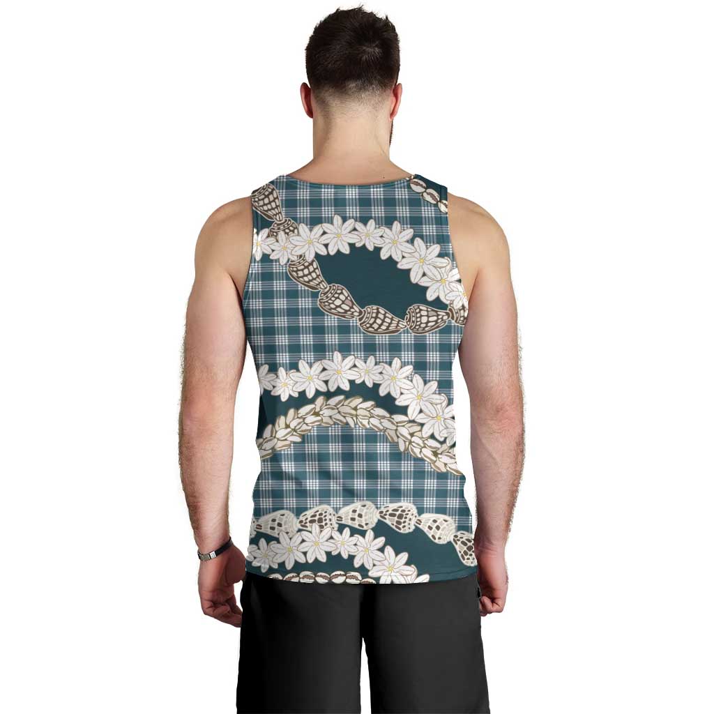 Dark Cyan Hawaii Tiare and Shell Lei Men Tank Top Hawaiian Palaka Luxury Vibes LT14 - Polynesian Pride